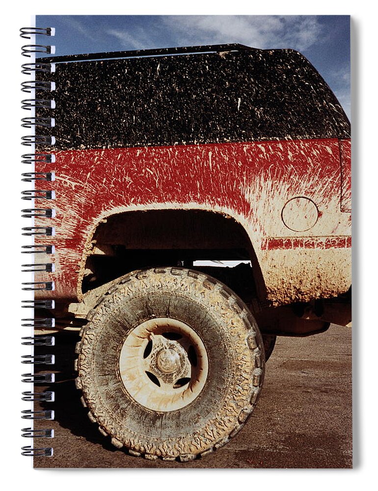 Mud Spiral Notebook featuring the photograph Sports Utility Vehicle With Mud by Cat Gwynn