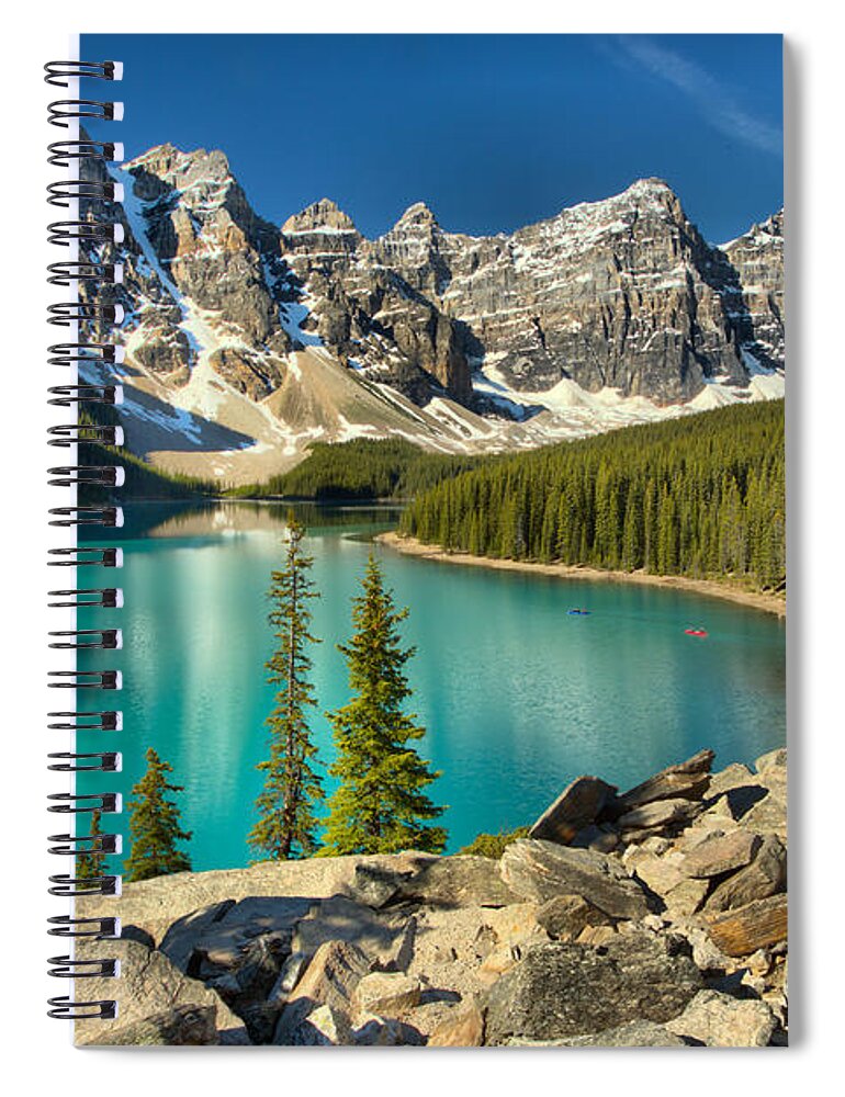 Moraine Lake Spiral Notebook featuring the photograph Spring Afternoon At Moraine Lake by Adam Jewell