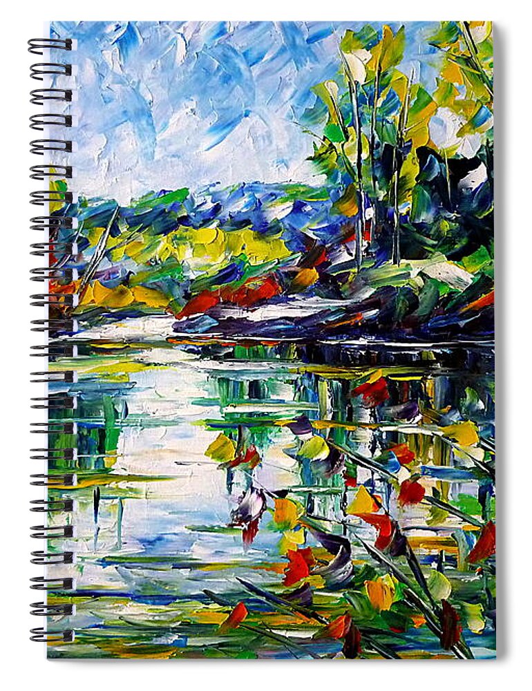 Spring Lovers Spiral Notebook featuring the painting Spring At The Lake by Mirek Kuzniar