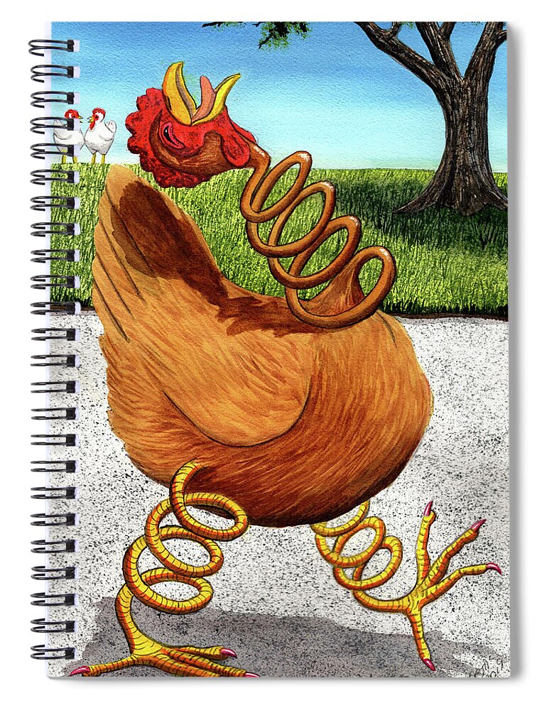 Chicken Spiral Notebook featuring the painting Spring Chicken by Catherine G McElroy