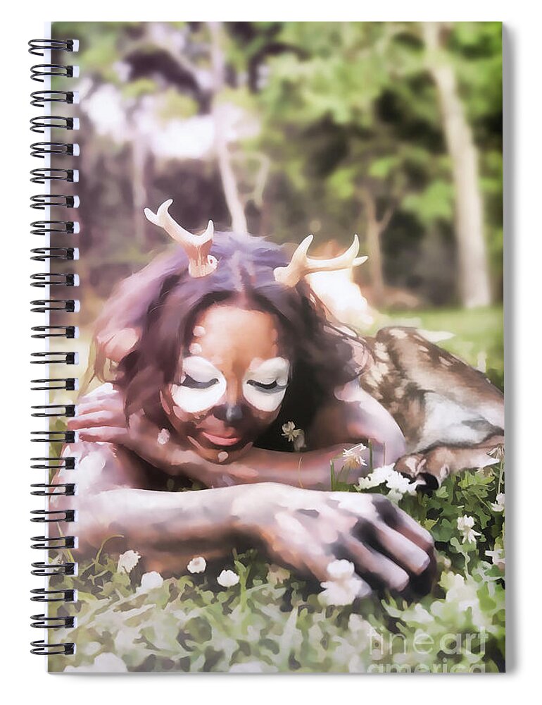 Dark Spiral Notebook featuring the digital art Spring Faun by Recreating Creation