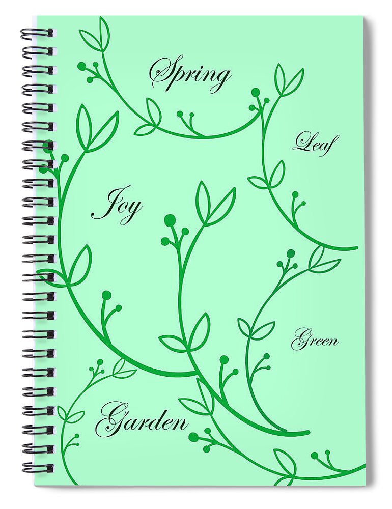 Spring Spiral Notebook featuring the mixed media Spring Green by Johanna Hurmerinta