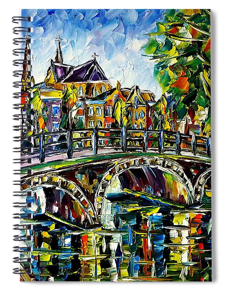 Beautiful Amsterdam Spiral Notebook featuring the painting Spring In Amsterdam by Mirek Kuzniar