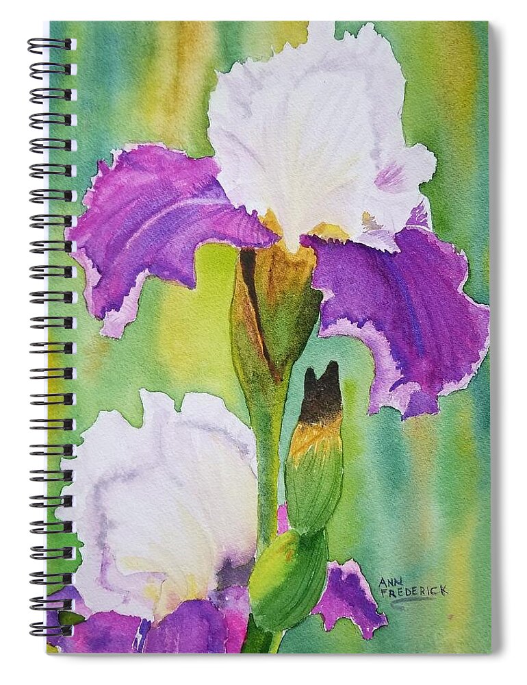 Iris Spiral Notebook featuring the painting Spring Iris by Ann Frederick