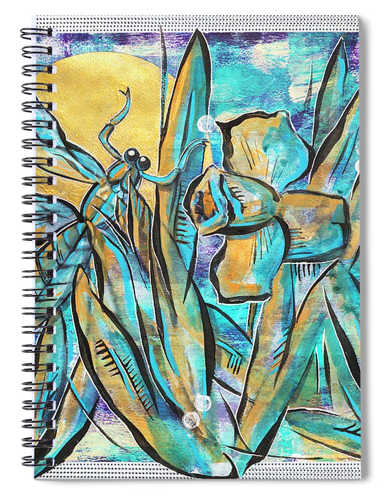 Dragonfly Spiral Notebook featuring the painting Spring Life Of Nature by Ariadna De Raadt