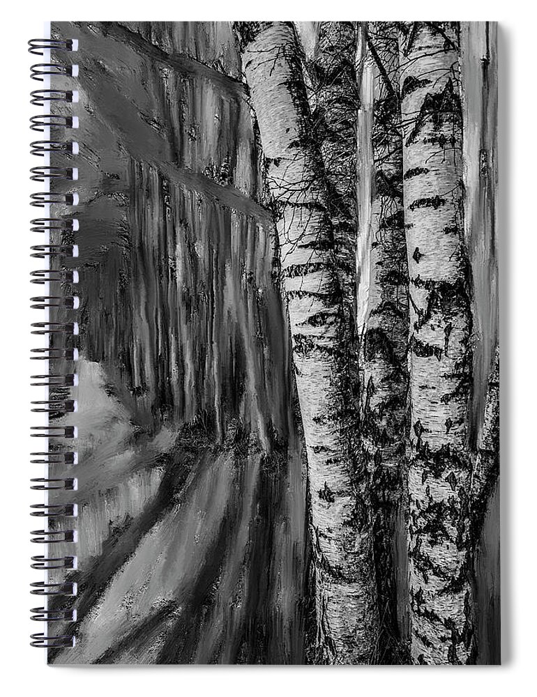 Springtime Light Spiral Notebook featuring the mixed media springtime ligh BW #i6 by Leif Sohlman