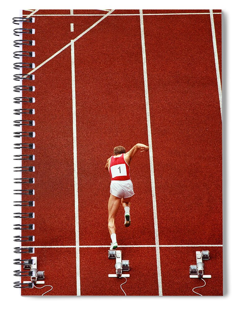 People Spiral Notebook featuring the photograph Sprint Runner Practising Starts On A by Grant Faint