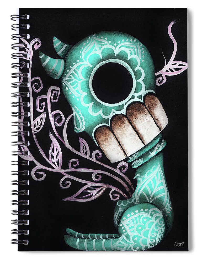 Day Of The Dead Spiral Notebook featuring the painting Sprout by Abril Andrade