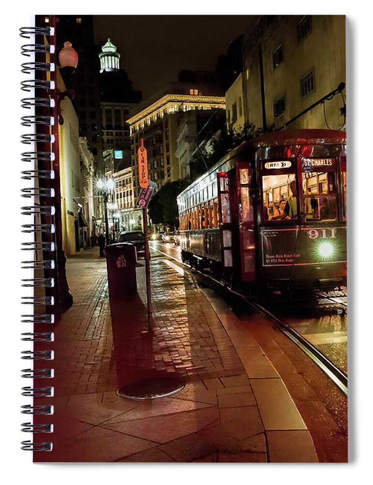 St. Charles Streetcar Spiral Notebook featuring the photograph St. Charles Streetcar, New Orleans by Felix Lai