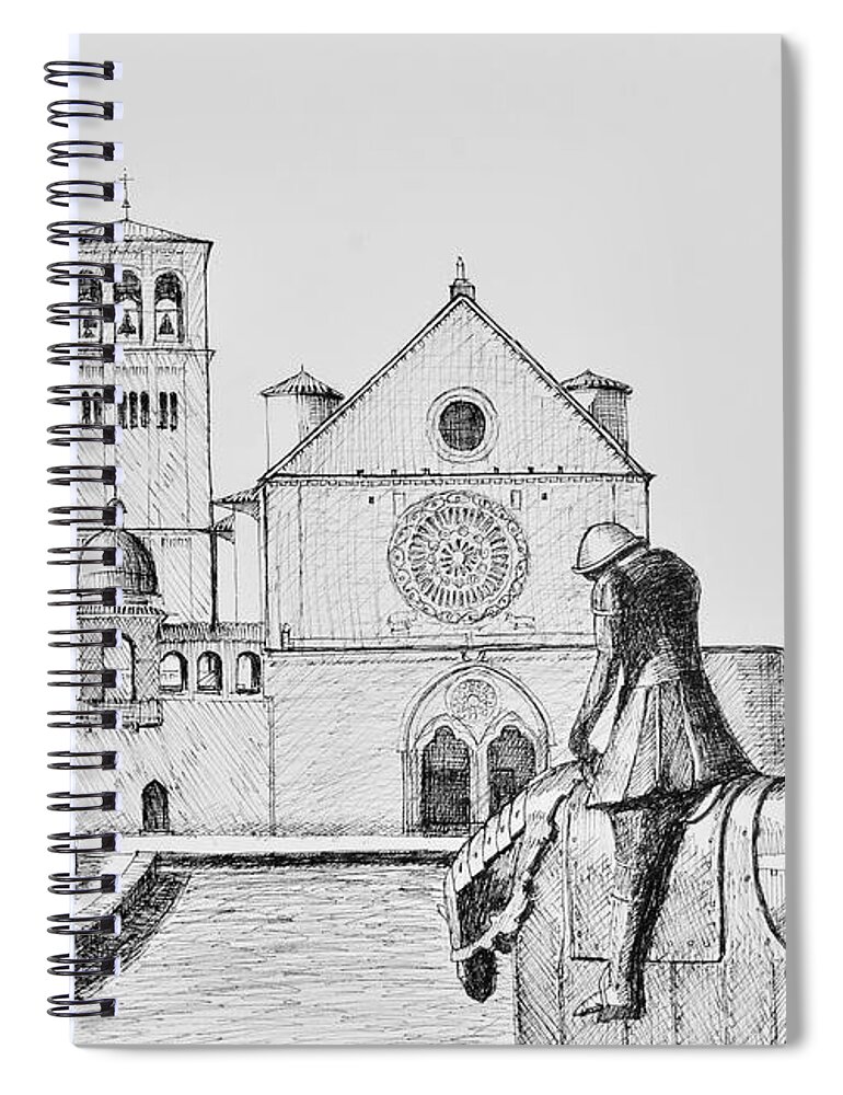 Assisi Spiral Notebook featuring the drawing St Francis of Assisi, Italy by Dai Wynn