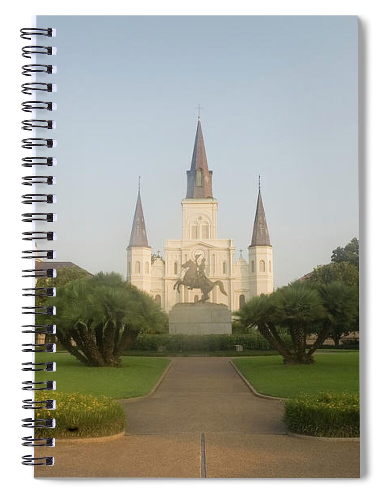 Grass Spiral Notebook featuring the photograph St Louis Cathedral, Jackson Square by Medioimages/photodisc