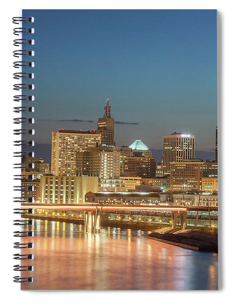 Mississippi River Spiral Notebook featuring the photograph St Paul on the Mississippi River 2 by Jim Schmidt MN