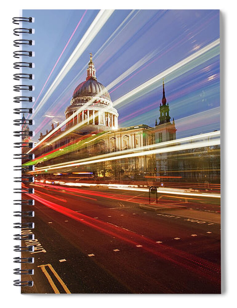Land Vehicle Spiral Notebook featuring the photograph St Pauls Cathedral At Night by Ray Wise