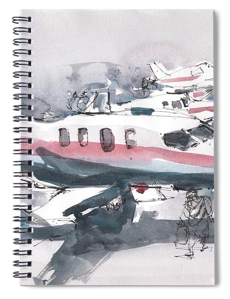  Spiral Notebook featuring the painting St Pete Aerodrome Sketch by Gaston McKenzie