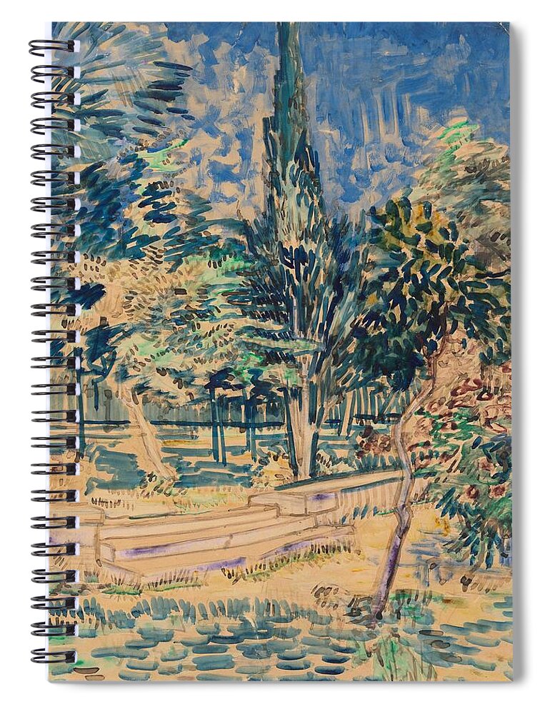 Chalk Spiral Notebook featuring the painting Stairs in the Garden of the Asylum. by Vincent van Gogh -1853-1890-