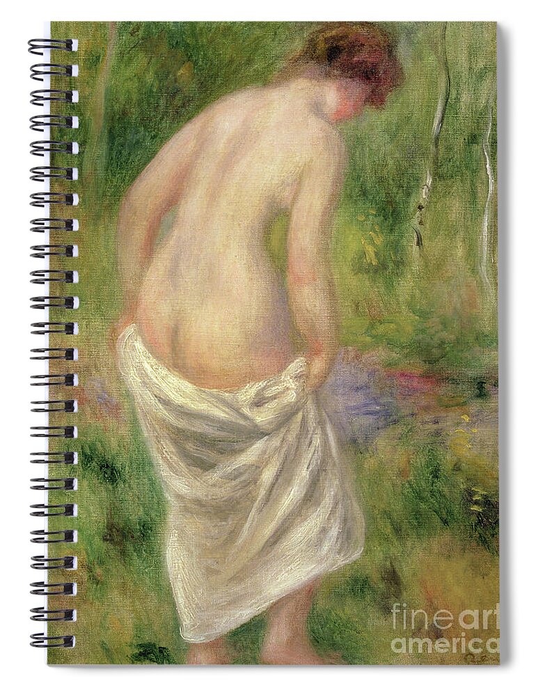 Female Spiral Notebook featuring the painting Standing Nude in a Landscape, 1914 by Pierre Auguste Renoir