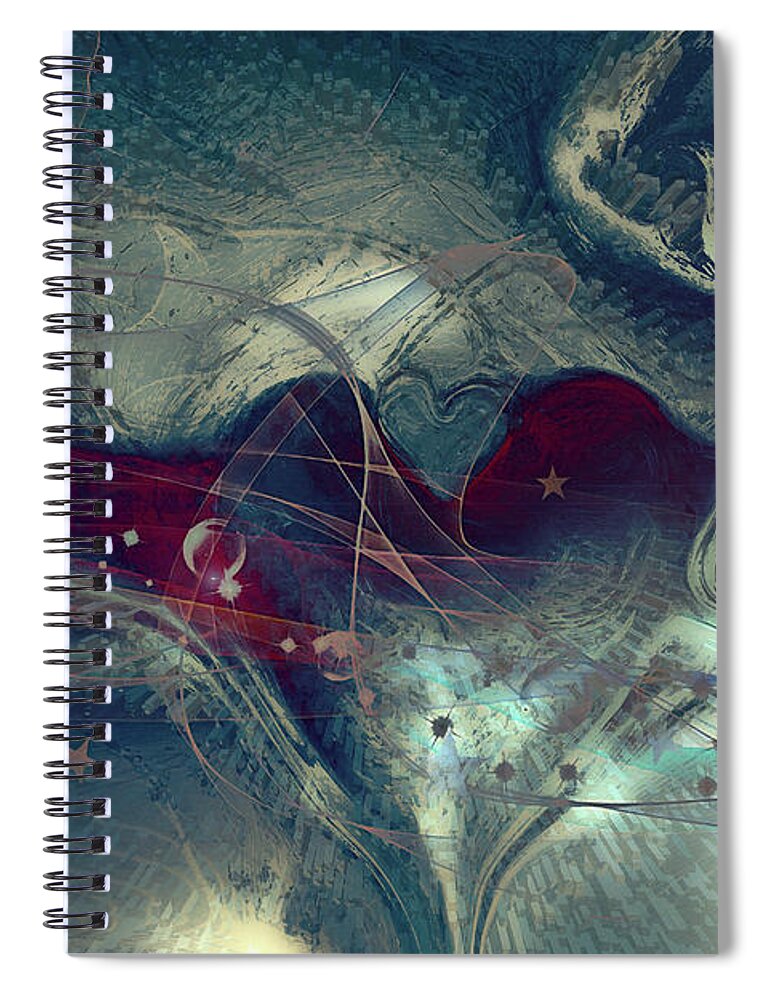 Star Heart Spiral Notebook featuring the digital art Star Heart by Linda Sannuti