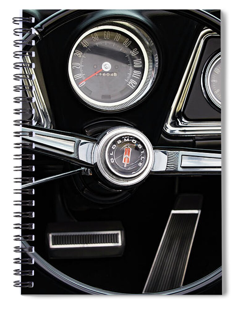 Oldsmobile Spiral Notebook featuring the photograph Starfire Steering and Dash by Dennis Hedberg