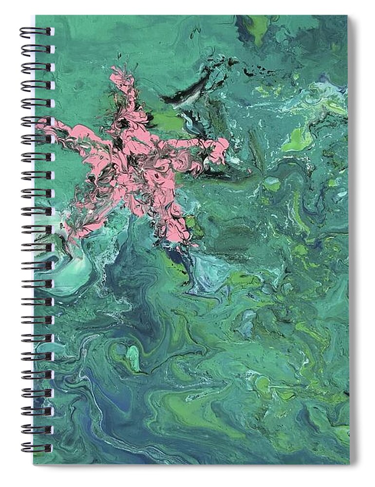 Abstract Art Spiral Notebook featuring the painting Starfish saluting by Monica Elena