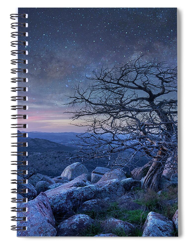 00559646 Spiral Notebook featuring the photograph Stars Over Pine, Mount Scott by Tim Fitzharris