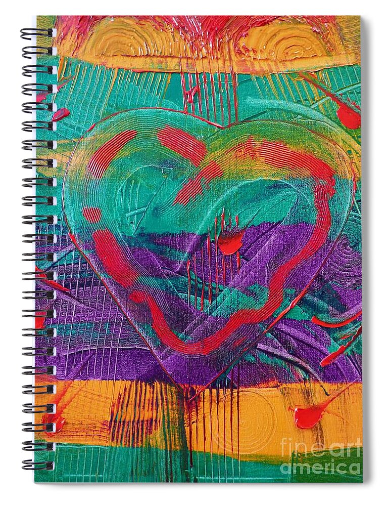 Heart Spiral Notebook featuring the painting Starting To Love by Bill King