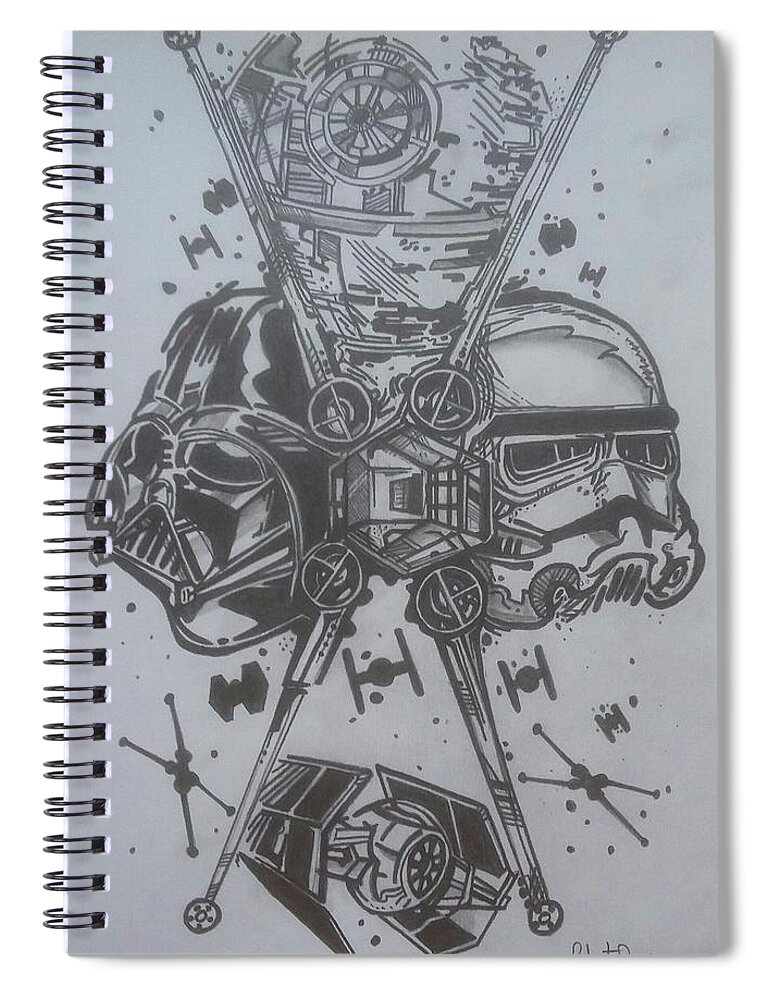 Star Wars drawing Spiral Notebook by Robert Rose - Pixels
