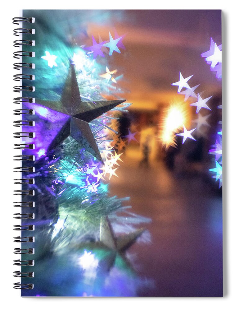 Star Stars Bokeh Christmas Decoration Ornament Tree Ma Mass Massachusetts Brian Hale Brianhalephoto Spiral Notebook featuring the photograph Stary Night 1 by Brian Hale