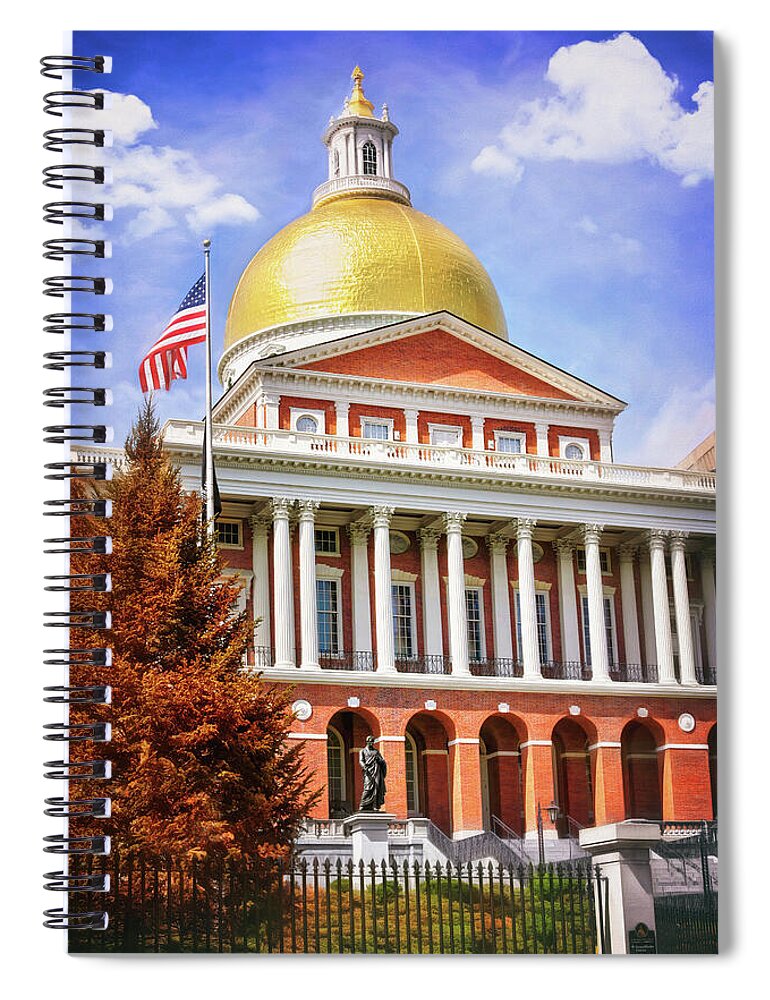 Boston Spiral Notebook featuring the photograph State House Boston Massachusetts by Carol Japp