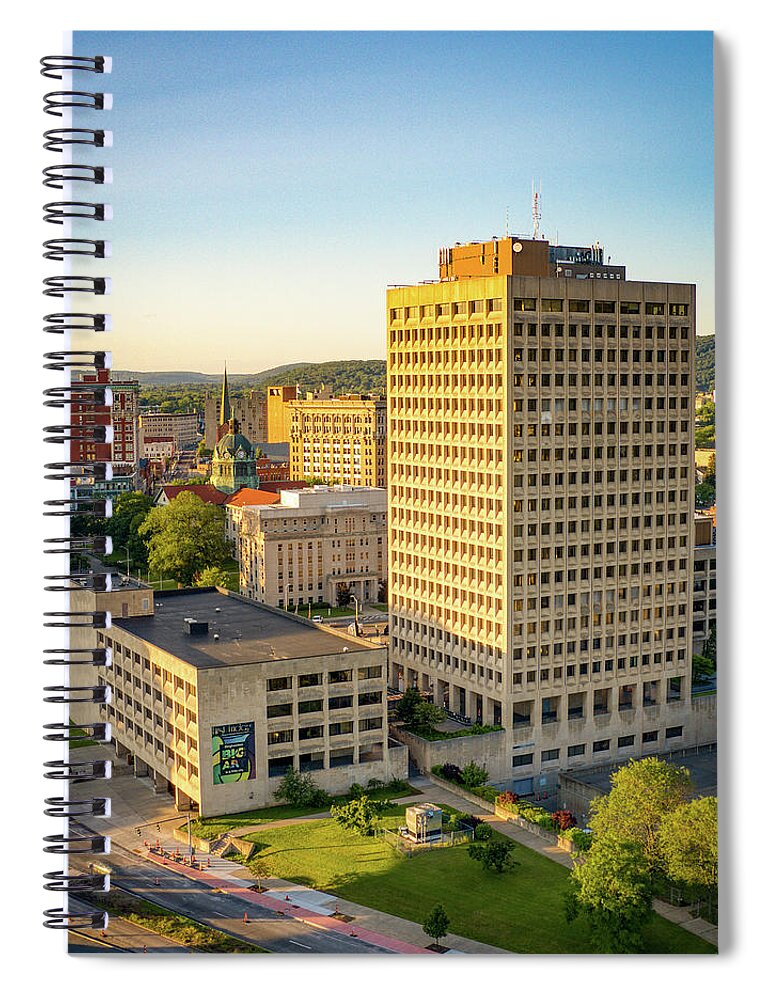 New York Spiral Notebook featuring the photograph State Office Building Binghamton by Anthony Giammarino