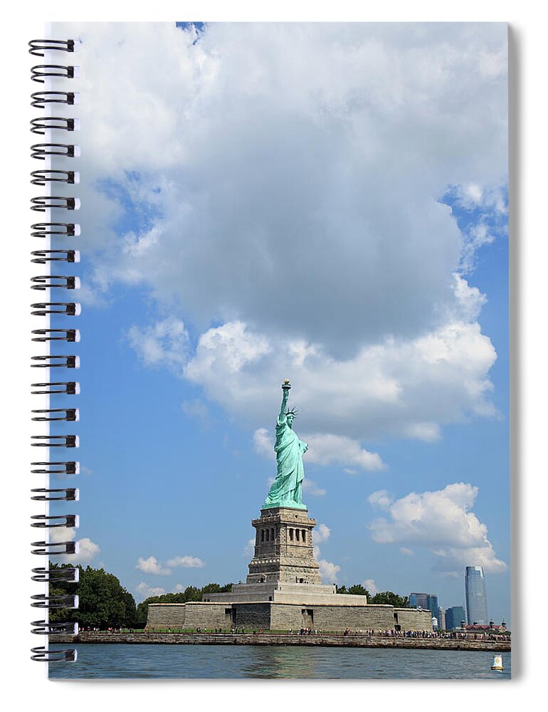 Democracy Spiral Notebook featuring the photograph Statue Of Liberty In Upper New York Bay by Alvis Upitis