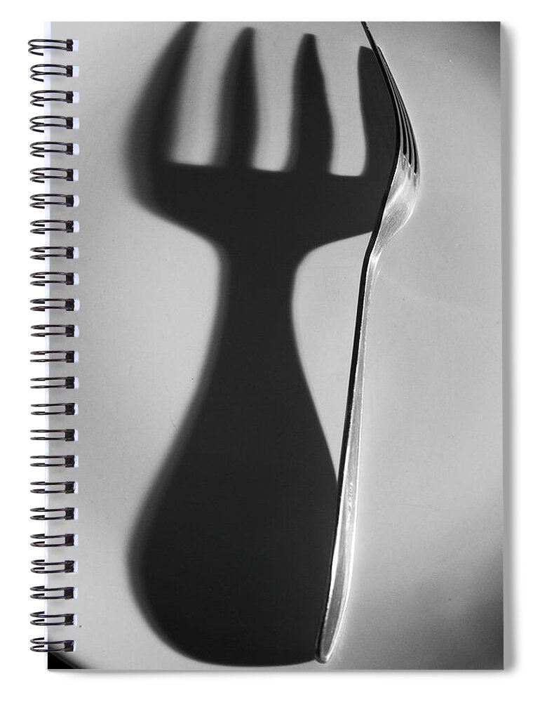 Shadow Spiral Notebook featuring the photograph Steel Fork And Its Shadow On Plate by Neus Pastor