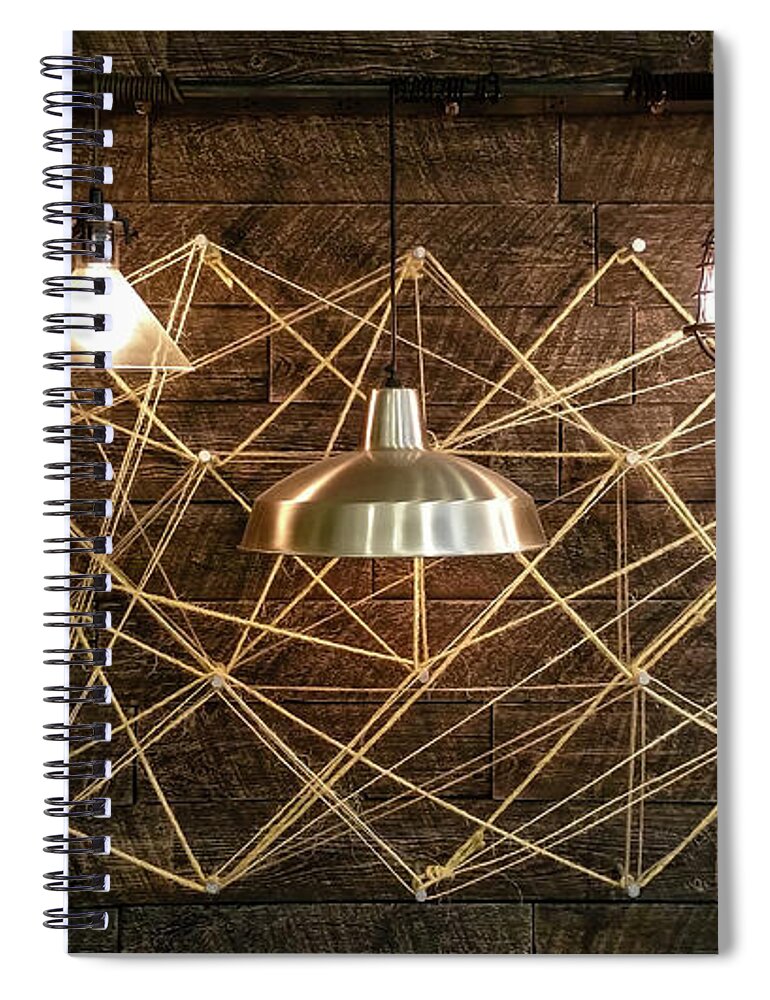 Hanging Lights Spiral Notebook featuring the photograph Steel Lights by Len Tauro