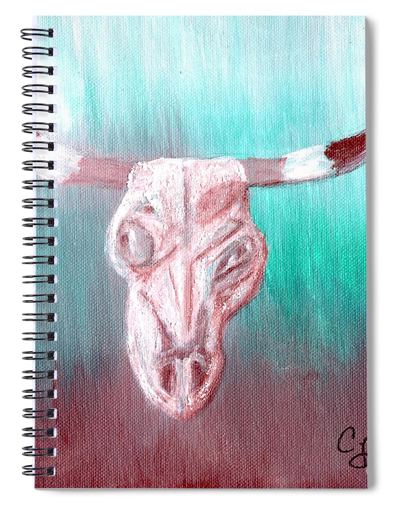 Steer Spiral Notebook featuring the painting Steer Skull by Carol Eliassen