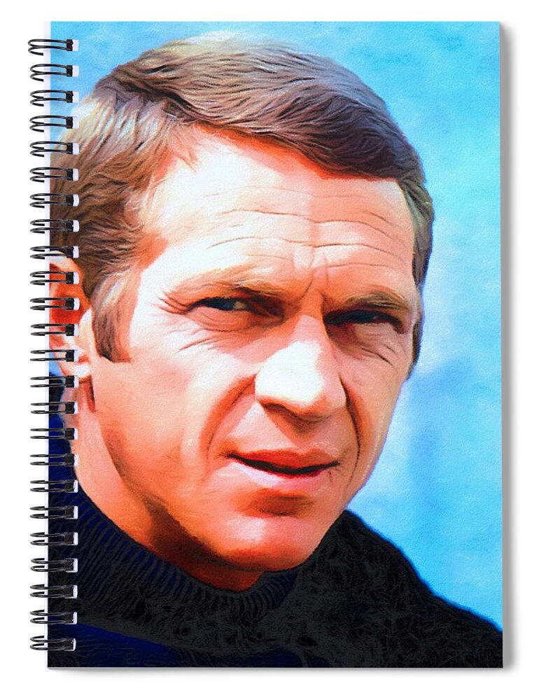 Steve Mcqueen Spiral Notebook featuring the painting Steve McQueen, portrait by Vincent Monozlay