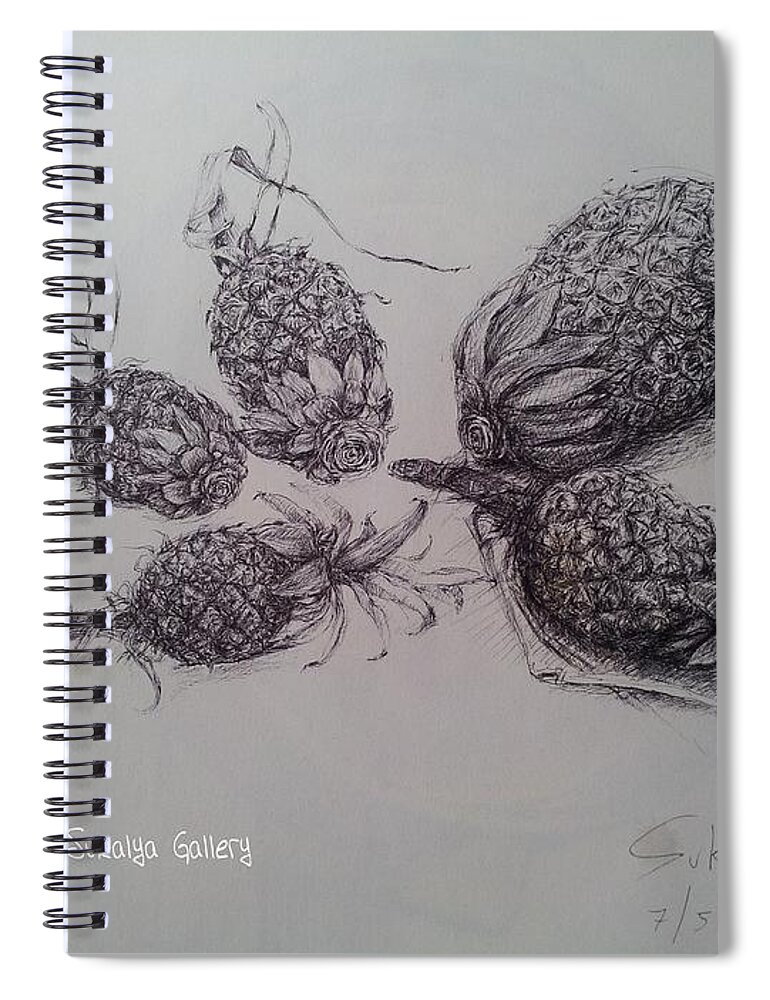  Spiral Notebook featuring the drawing Still life 3 by Sukalya Chearanantana