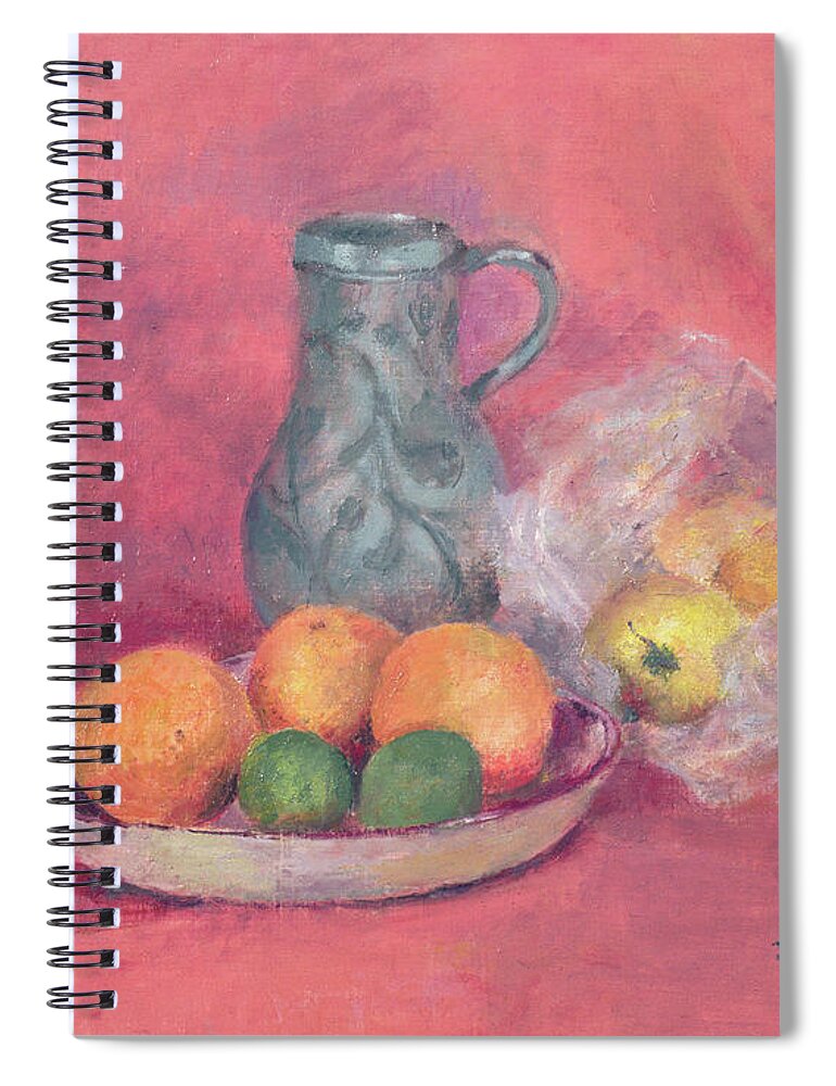 Lime Spiral Notebook featuring the painting Still Life Of Fruit And Jug by Joyce Haddon