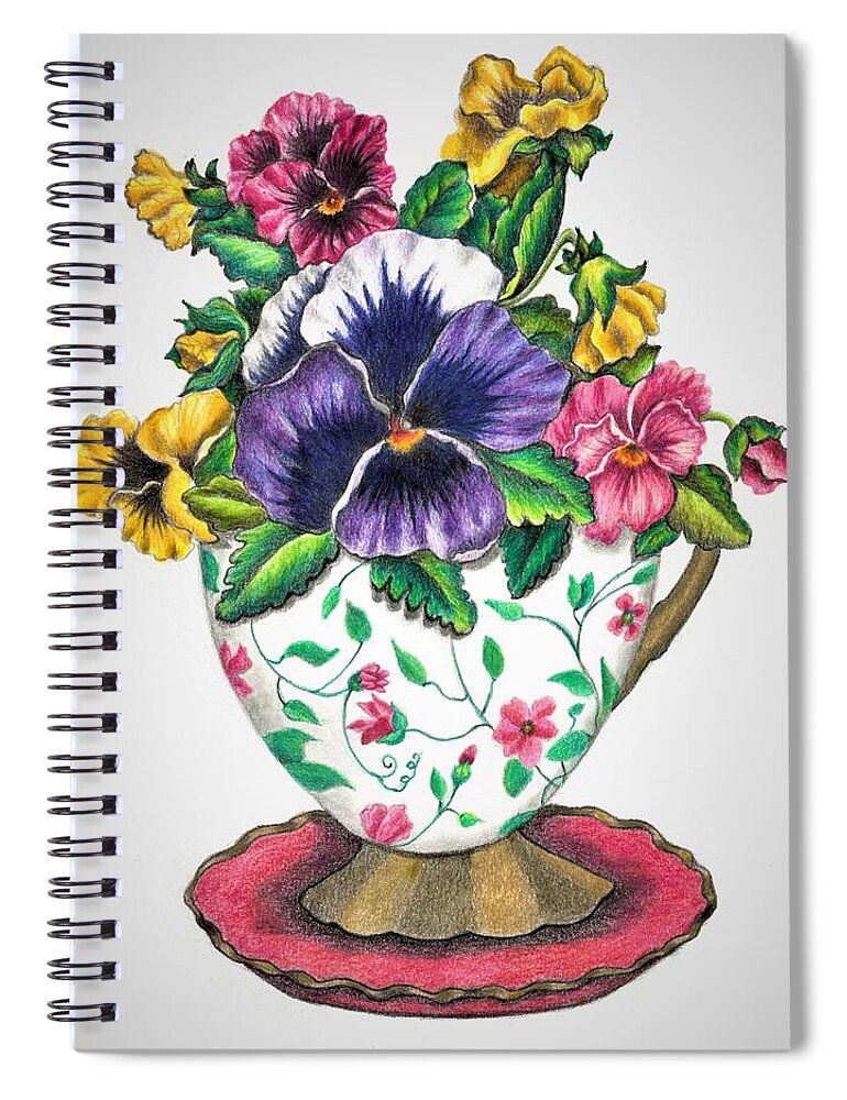 Still Life Spiral Notebook featuring the drawing Still life with flowers by Tara Krishna