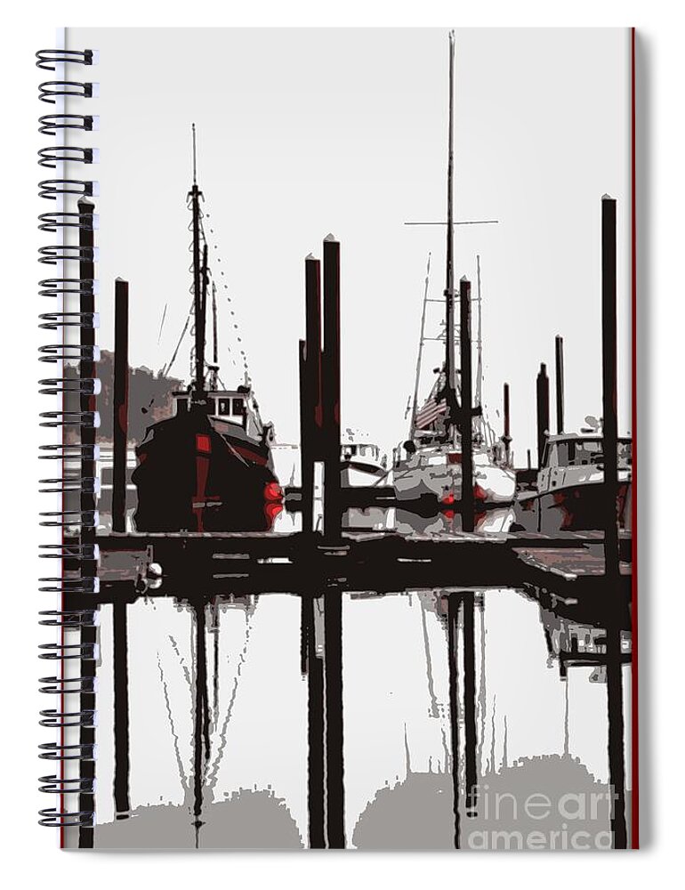Marina Spiral Notebook featuring the digital art Still Waters by Sheila Ping
