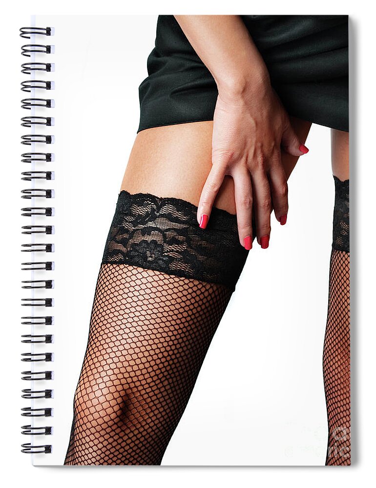 Legs Spiral Notebook featuring the photograph Stockings by Jelena Jovanovic