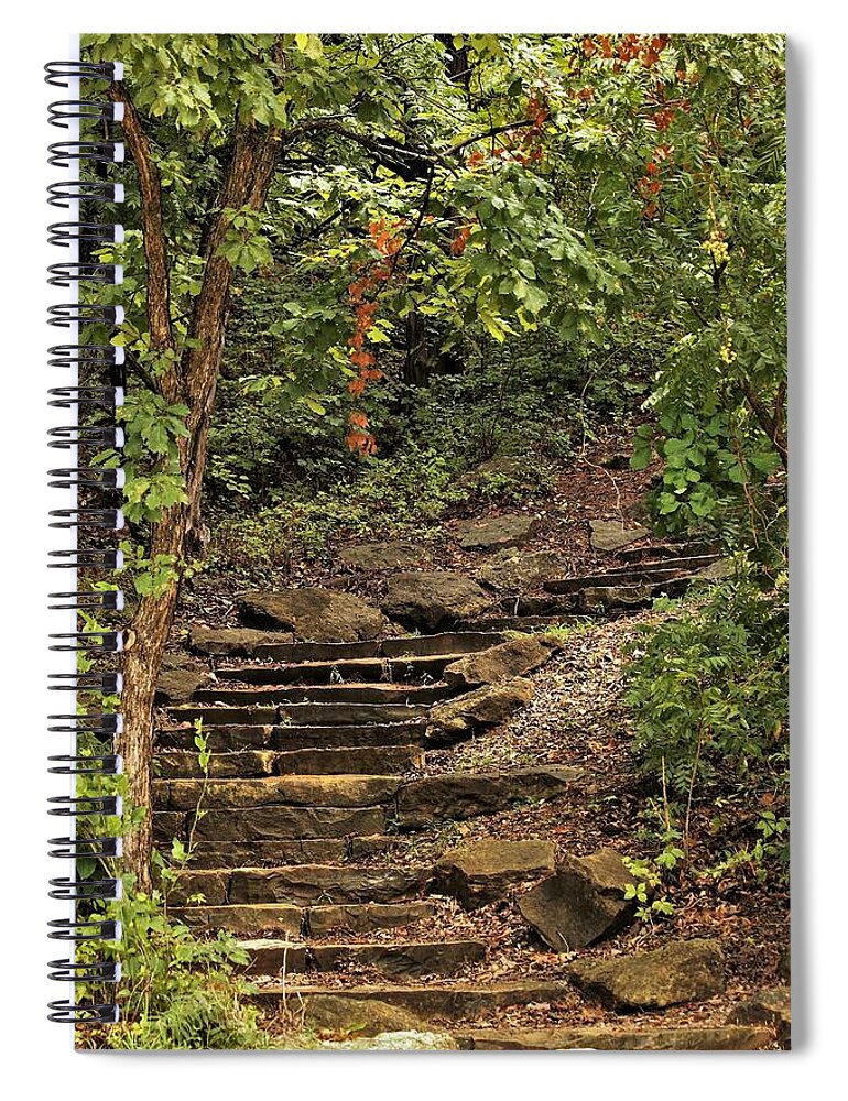 Nature Spiral Notebook featuring the photograph Stone Stairway in the Woods by Sheila Brown