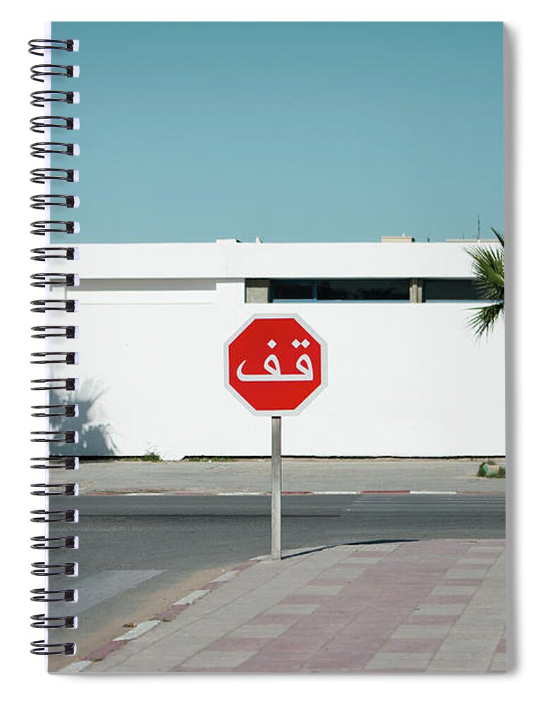 Shadow Spiral Notebook featuring the photograph Stop Sign by Roc Canals Photography