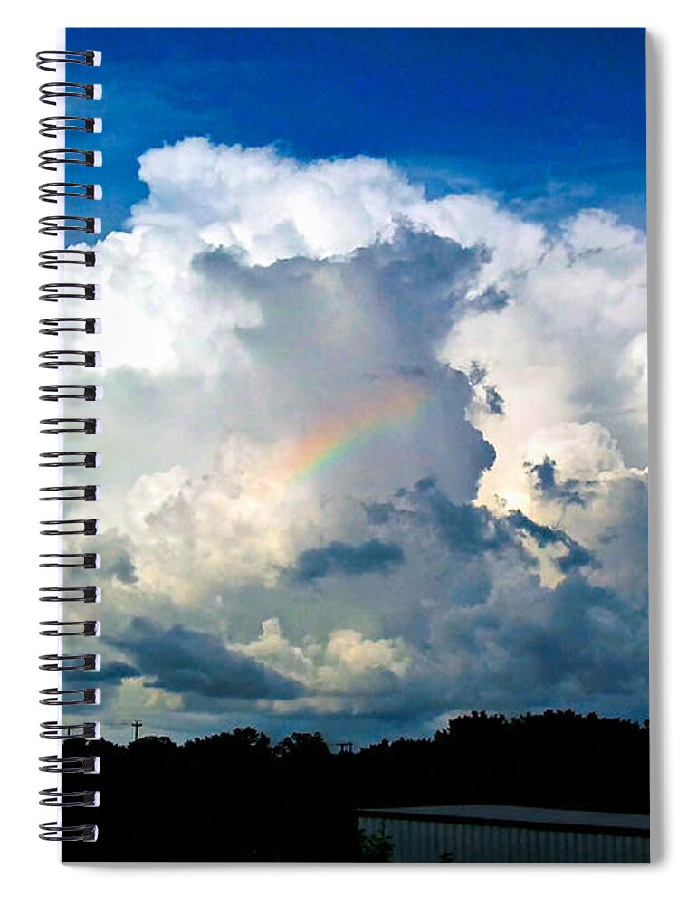 Sky Spiral Notebook featuring the photograph Storm and Rainbow by Ivars Vilums