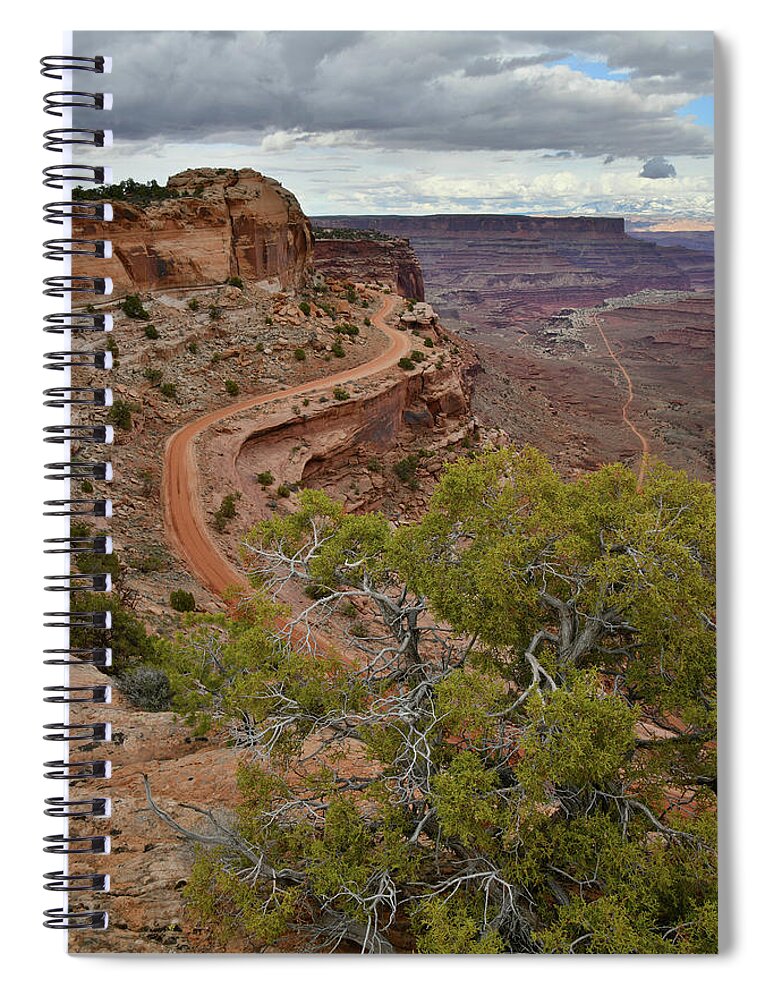 Canyonlands National Park Spiral Notebook featuring the photograph Storm Clouds over Shafer Canyon in Canyonlands by Ray Mathis
