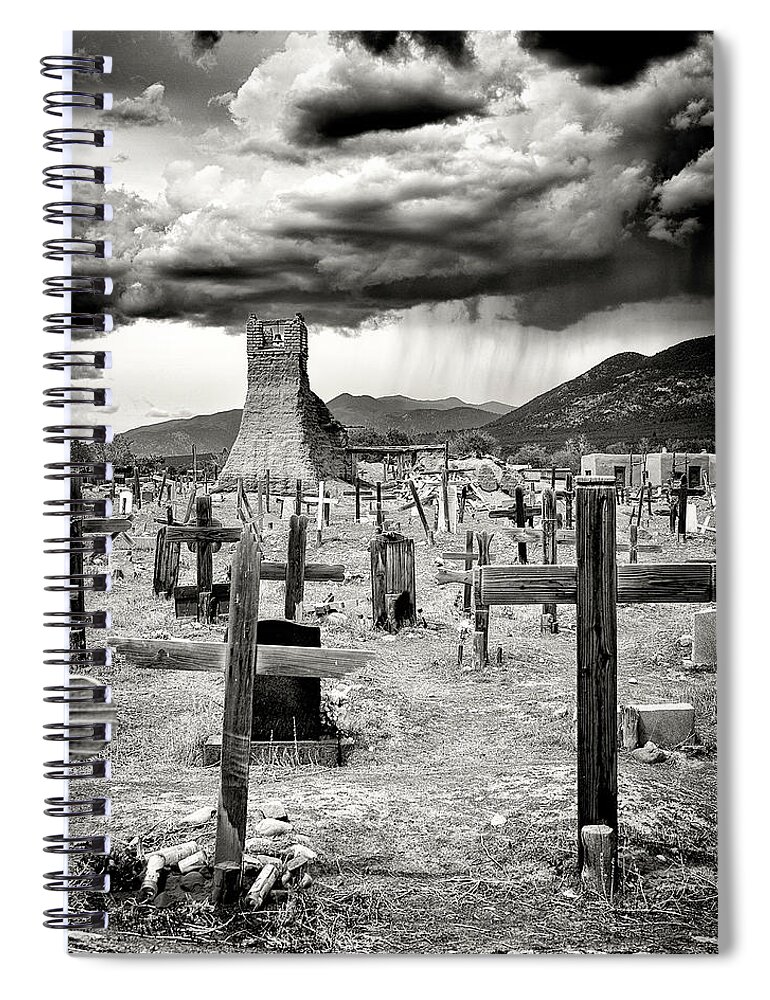 Landscape Spiral Notebook featuring the photograph Storm Clouds Over Taos by Ron McGinnis