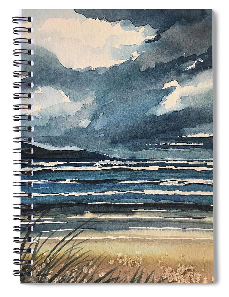 Carmel Spiral Notebook featuring the painting Stormy Beach Carmel. by Luisa Millicent