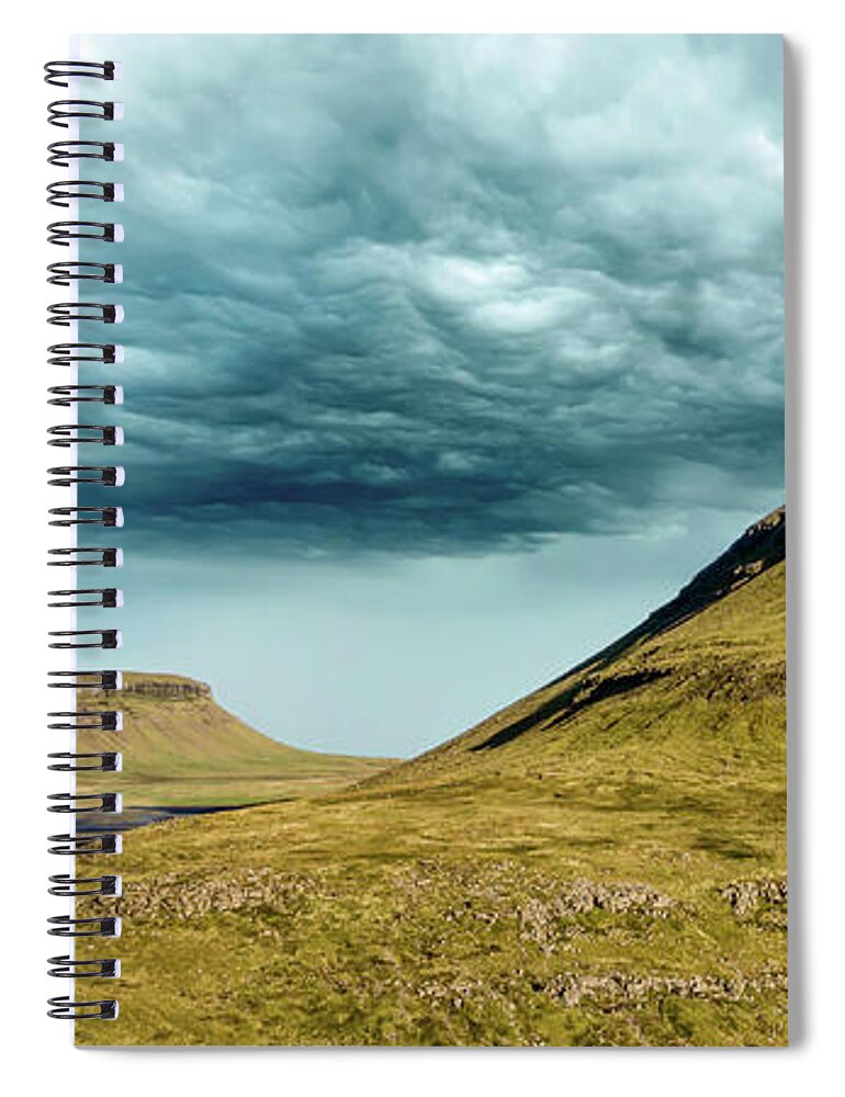 Iceland Spiral Notebook featuring the photograph Stormy Church Mountain by David Letts