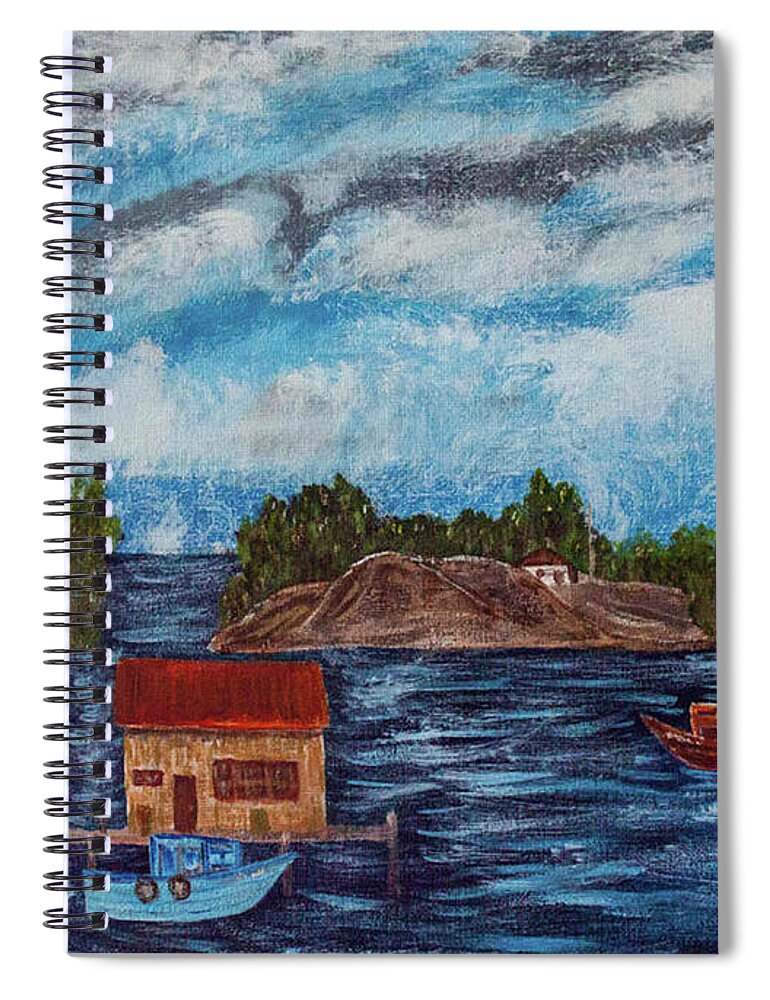 Stormy Spiral Notebook featuring the painting Stormy Day by Randy Sylvia
