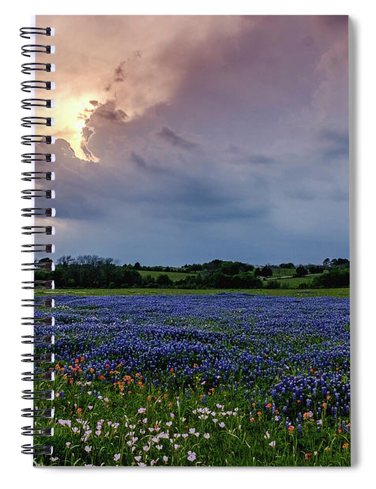 Texas Bluebonnets Spiral Notebook featuring the photograph Stormy Sunset by Johnny Boyd