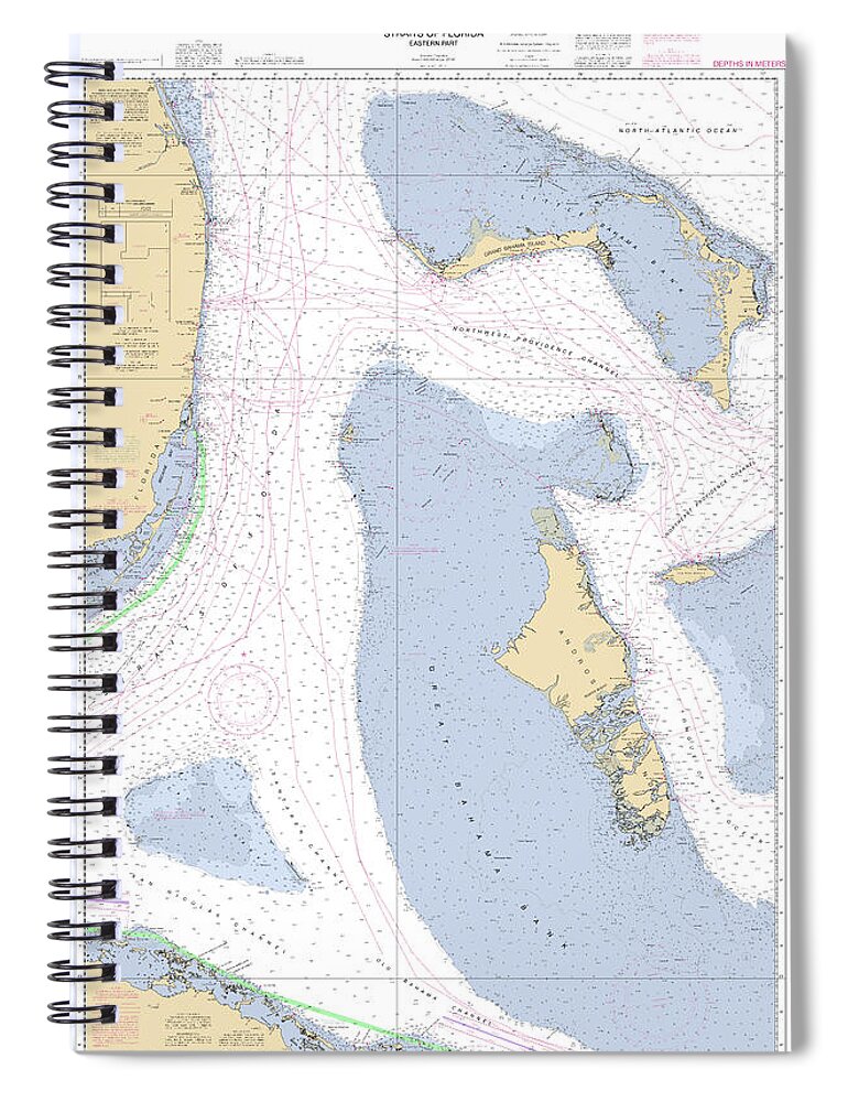4149 Spiral Notebook featuring the digital art Straits of Florida, Eastern part NOAA Nautical Chart by Nautical Chartworks