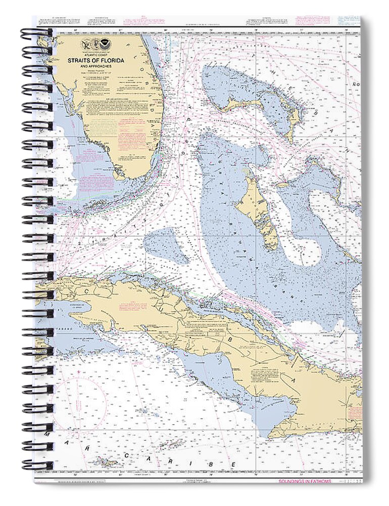 Noaa Spiral Notebook featuring the digital art Straits of Florida Nautical Chart 11013 by Nautical Chartworks